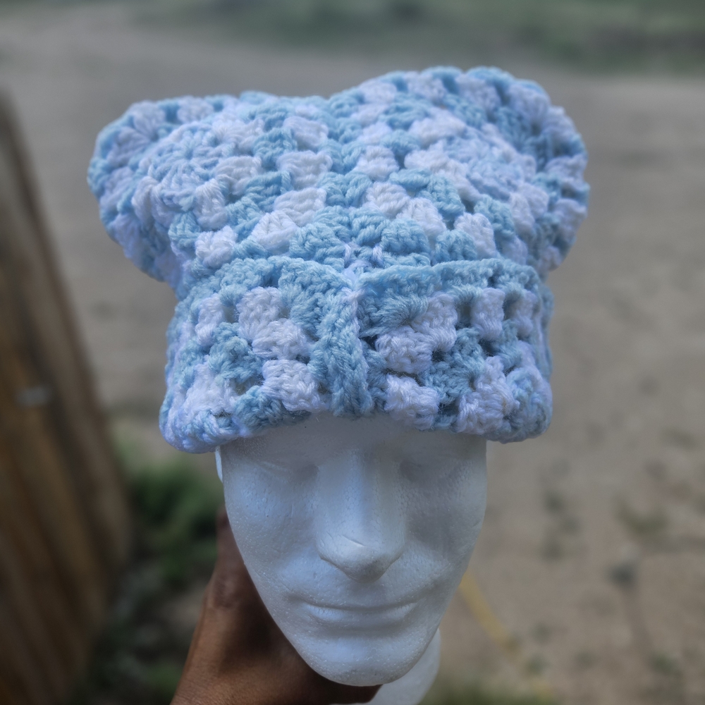 Handmade Blue and White Beanie